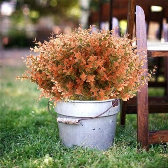 8 Bundles Artificial Fall Boxwood No Fade Faux Autumn Plants Fake Indoor Outdoor - Picture 4 of 8